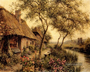  Aston Malerei - Cottages Beside A Niet Landschaft Louis Aston Knight
